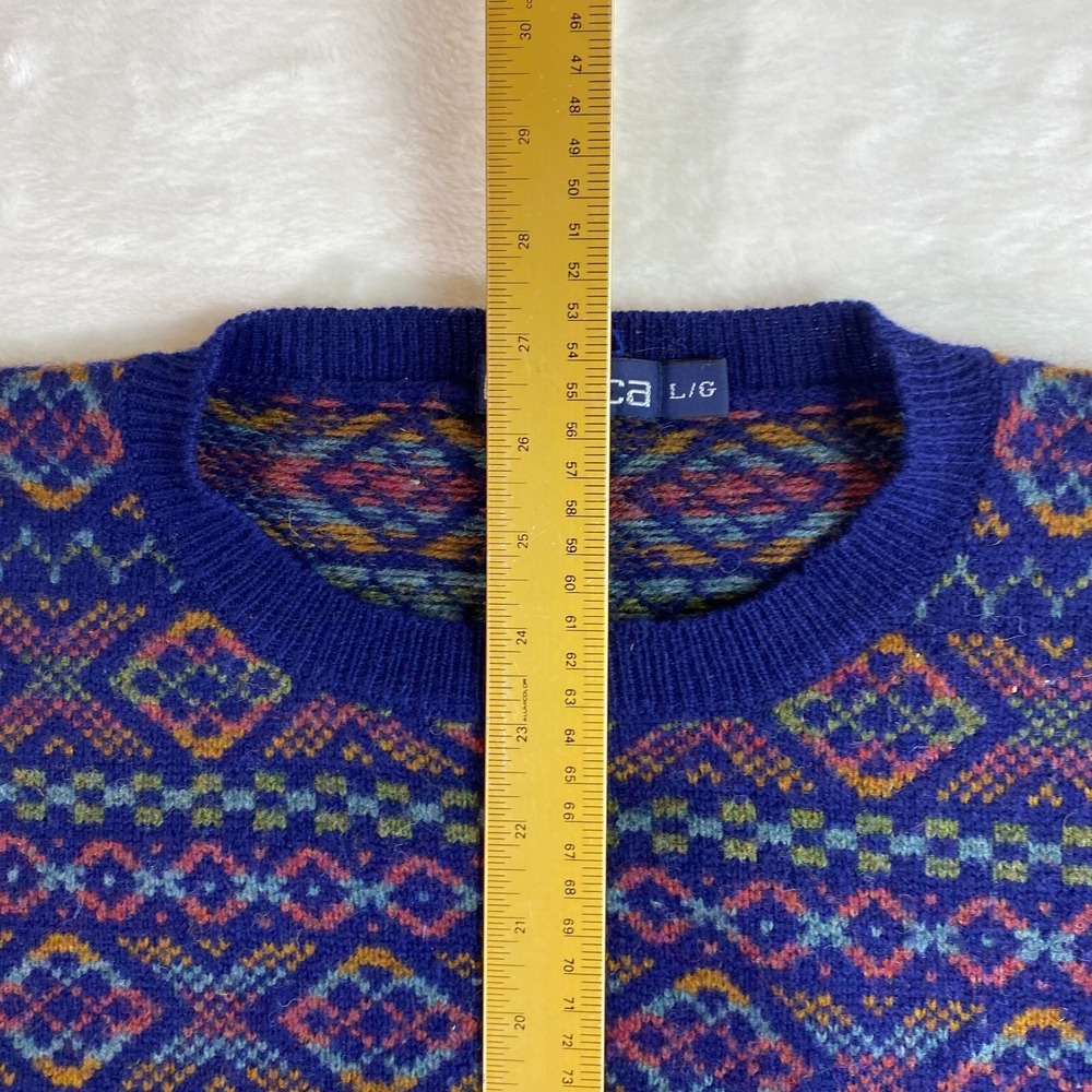 90s Vtg Mens NAUTICA Pullover Sweater Large 100% Cotton Ski Mountain Long Sleeve - Picture 3 of 5
